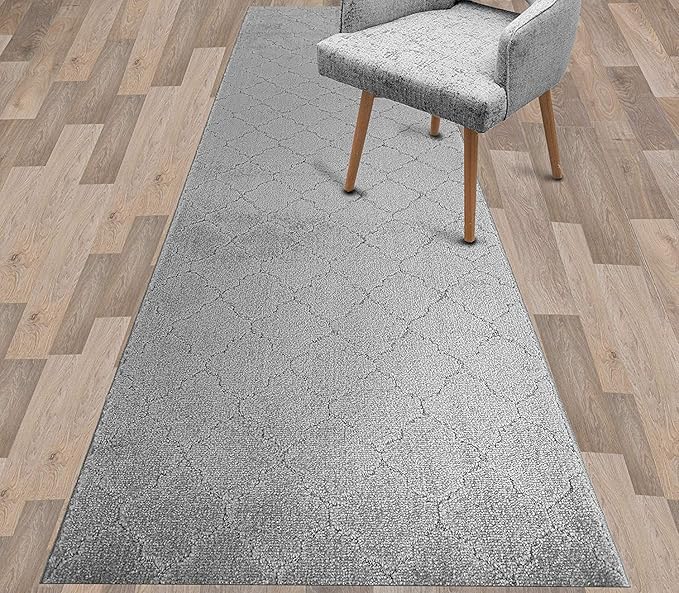Custom Size Modern Runner Rug Carpet for Hallway Entryway Foyer Kitchen, Slip Resistant Latex Rubber Backed 31 inch Wide X Customized Length, Clouds Grey, 31 inch X 28 feet