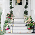 Perfnique Modern Farmhouse Lanterns, Set of 3 Black Metal Lanterns w/ 6hr Timer Flickering Flameless Candles, Decorative for Outdoor Decor, Front Porch, Indoor, Patio, Garden, Fireplace, Christmas