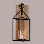 Homemory Wall Candle Sconce, Wood Rustic Candle Holder Decorative Candle Lantern with Glass Holder, Wall Decorations for Living Room, Dining Room