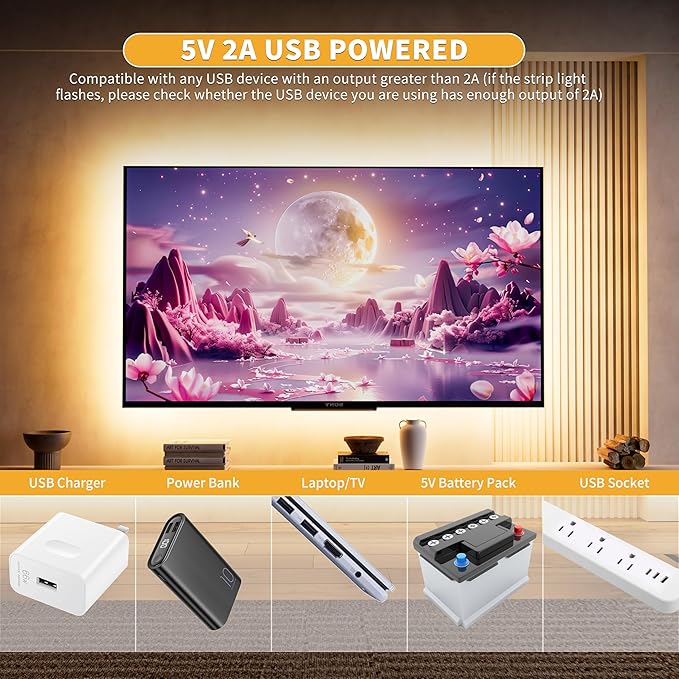 PAUTIX 5V USB COB LED Strip Light 6.56ft/2m 1200lm, 640LEDs Dimmable 3000K Warm White CRI90+ with RF Remote TV Backlight,Flexible Under Cabinet Tape Light for Bedroom,Kitchen,Home,Office DIY Lighting