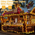 Ollny Christmas Lights Outdoor 400LED 131FT, Warm White Fairy Lights with Remote 3 Timer, Plug in 8 Modes String Lights for Bedroom Indoor Outside House Party Xmas Decorations