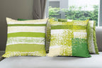 Ambesonne Grunge Throw Pillow Cushion Case Pack of 4, Abstract Design Simplistic Minimal Stripes Brushstrokes Contemporary, Modern Accent Double-Sided Digital Printing, 18", Lime Green Cream and White