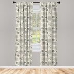 Ambesonne Dahlia Curtains, Vintage Style Garden Flower Sketches of Dahlia and Chrysanthemum Botany Theme, Window Treatments 2 Panel Set for Living Room Bedroom, Pair of - 28" x 63", Beige Black