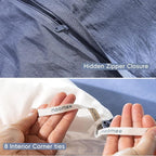 MooMee Bedding Duvet Cover Set 100% Washed Cotton Linen Like Textured Breathable Durable Soft Comfy (Heathered Blue, Super King 108"x98")