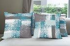 Ambesonne Grunge Throw Pillow Cushion Case Pack of 4, Abstract Design Simplistic Minimal Stripes Brushstrokes Contemporary, Modern Accent Double-Sided Digital Printing, 20", Sea Blue Grey and White