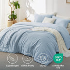 Bedsure Queen Comforter Set - Light Blue Soft Bedding for All Seasons, Cationic Dyed Bed Set, 3 Pieces, 1 Queen Size Comforter (90"x90") and 2 Pillow Shams (20"x26"+2")