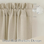 RYB HOME Linen Textured Sheer Curtains 84 inches Long, Privacy Semi-Transparent Sheer Window Curtains for Living Room Bathroom French Door, Deep Beige, W 70 x L 84 inch, 1 Pair