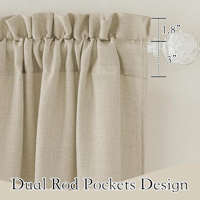 RYB HOME Linen Textured Sheer Curtains 84 inches Long, Privacy Semi-Transparent Sheer Window Curtains for Living Room Bathroom French Door, Deep Beige, W 70 x L 84 inch, 1 Pair