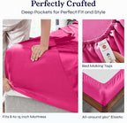 California Design Den Natural 100% Cotton Bed Sheets Twin XL Size Set - 400 Thread Count Sateen, Twin XL Sheets Set, Deep Pockets, All Around Elastic, Cool and Durable Bedding for Dorm Room - Hot Pink
