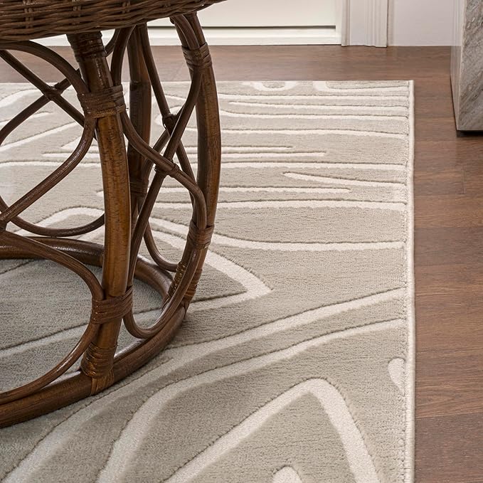 JONATHAN Y Graphic Lines High-Low Indoor Area Rug 4X6 Beige/Cream, Alcina Modern Scandinavian for Living Room, Bedroom, Kitchen, Easy-Cleaning, High Traffic, Pet-Friendly, Non-Shedding SND102A-4
