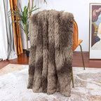 Tuddrom Decorative Extra Soft Faux Fur Blanket Twin Size,Solid Reversible Fuzzy Lightweight Long Hair Shaggy Blanket,Fluffy Plush Fleece Comfy Microfiber Throw Blanket for Couch Sofa Bed,Tie Dye Brown