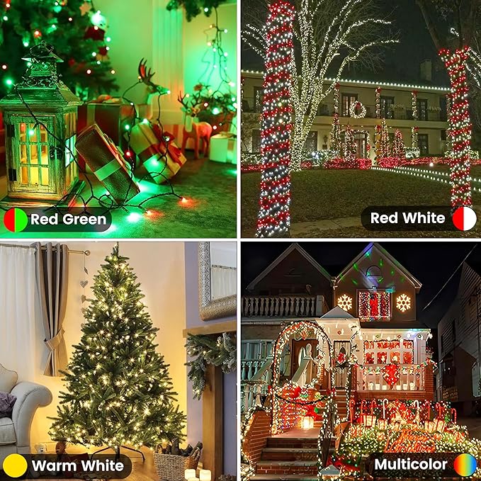 Albelt Smart Color Changing Christmas Lights, Christmas Decoration Lights with Remote & Timer, 66 FT 200 LED RGB Twinkle Fairy String Light Waterproof for Indoor Outdoor Halloween Xmas Tree Decor