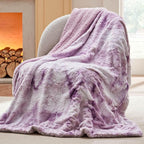 Bedsure GentleSoft Sherpa Fluffy Blanket Twin - Fleece Warm and Cozy Throw for Women Gift, Plush & Fuzzy Faux Fur Christmas Blanket for Couch, Bed Decor, Tie Dye Design, Light Purple, 60x80 Inches