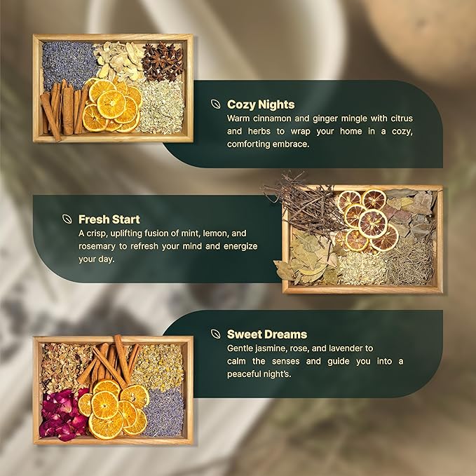 Simmering Potpourri Collection Gift Set – 6 Stove Simmer Pot Kits from Natural Vietnamese Herbs – Perfect Holiday Décor & Aroma for Christmas, Halloween, Winter & Fall