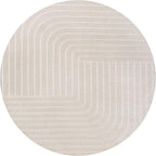Eyely NCS101A-8R Scandinavian Odense Minimalist Angle Geometric Indoor Rug, Pet Friendly, Non-Shedding, Stain Resistant, Easy-Cleaning, Ivory/Cream, 8' Round, Indoor/Outdoor, Area Rug