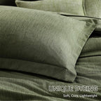 Monbix Oversized Queen Comforter Set - 7 Pieces Cationic Dyeing Olive Green Bed in a Bag Bedding Sets with Comforter, Sheets, Pillowcases & Shams, Reversible Bedding Comforters Sets