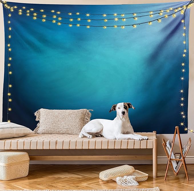Ambesonne Navy Blue Tapestry, Abstract Vibrant Shaded Digital Color on Plain Background Bohemian Print, Wall Hanging for Bedroom Living Room Dorm, 60" X 80", Turquoise Navy