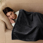 Exclusivo Mezcla Fleece Bed Blanket Queen Size, Super Soft and Warm Blankets for Couch, Sofa and Bed Waffle Textured, Cozy, Fuzzy and Lightweight (Black, 90x90 Inches)