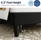 Allewie Twin Bed Frame/Velvet Upholstered Bed Frame with Vertical Channel Tufted Headboard/Strong Wooden Slats/Platform Bed Frame/Mattress Foundation/Box Spring Optional/Easy Assembly/Black