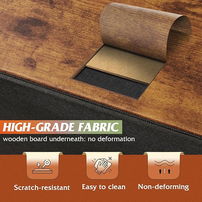 WLIVE Night Stand Set 2, Dresser and Nightstand Sets, Nightstands with 2 Fabric Drawers, End Tables for Bedroom, Bedside Furniture, College Dorm, Rustic Brown Wood Grain Print, Size L