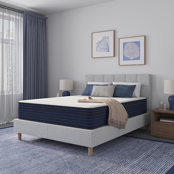 NapQueen Full Size, 12 Inch New Victoria Hybrid Cooling Gel Infused Pocket Spring and Memory Foam Mattress, Bed in a Box, CertiPUR-US Certified