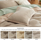 Bedsure Cooling Waffle Duvet Cover Queen - Cotton Blend Rayon Derived from Bamboo Duvet Cover Set for Hot Sleepers, Breathable Bedding Set with a Vintage Charm, 3 Pieces (Taupe, Queen, 90"x90")