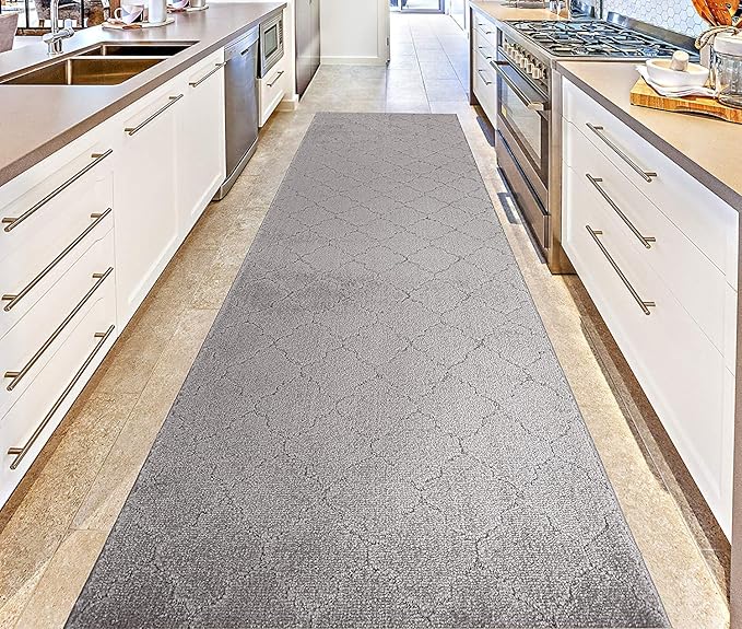 Custom Size Modern Runner Rug Carpet for Hallway Entryway Foyer Kitchen, Slip Resistant Latex Rubber Backed 31 inch Wide X Customized Length, Clouds Grey, 31 inch X 19 feet