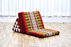 Leewadee - Comfortable Japanese Floor Mattress Used As Thai Floor Bed with Triangle Cushion, Futon Mattress Or Thai Massage Mat, 67 x 21 inches, Green Red