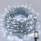 LJLNION 300 LED String Lights Outdoor Indoor, Extra Long 98.5FT Super Bright Christmas Lights, 8 Lighting Modes, Plug in Waterproof Fairy Lights for Holiday Wedding Party Bedroom Decorations ( White)
