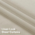 Aiyufeng Faux Linen Sheer Curtains 45 Inch Length 2 Panels, Short Linen Curtains for Kitchen, Small Window Curtains Window Treatment Privacy with Light Filtering for Cafe/Bathroom, Each 30Wx45L Inch