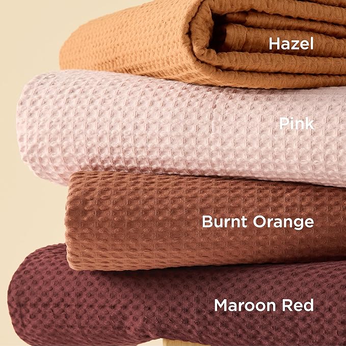 Bedsure Cotton Duvet Cover Queen - 100% Cotton Waffle Weave Hazel Duvet Cover Queen Size, GentleSoft™ and Breathable Bedding Set for All Season, 3 Pieces, 90"x90"