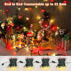 Brizled Red & Warm White Christmas Lights, 33ft 100 LED Christmas String Lights, 120V UL Certified Xmas Tree Light Connectable White Xmas Light Indoor Outdoor for Home Tree Holiday Wedding Patio Decor
