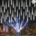 Joomer 2Pack Christmas Lights Outdoor, 11.8 inch 10 Tubes 240 LED Meteor Shower Lights, LED Falling Icicle Cascading Light with Timer Waterproof and Connectable for Christmas Decoration (White)