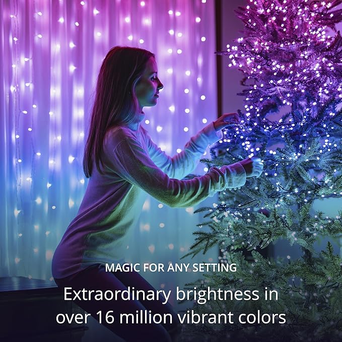 Twinkly Strings 250 RGB LEDs, in- and Outdoor LED Light String, Smart Multicolor LED Lights, Compatible with HomeKit, Alexa and Google Home, Gaming, IP44, App Control, Black Wire, 65.6ft