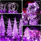 6 Pack LED Fairy Lights 7ft Battery Powered Waterproof Silver Wire 20 Led Mini String Mason Jar Lights for DIY Wedding Party Bedroom Patio Easter Christmas (Purple)