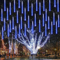 Joomer Christmas Lights Outdoor, 11.8 inch 10 Tubes 240 LED Meteor Shower Lights, LED Snow Falling Icicle Cascading Light with Timer Waterproof and Connectable for Christmas Decoration (Blue)