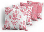 Ambesonne Retro Throw Pillow Cushion Case Pack of 4, Trellis Grid Medieval Floral Damask Mandala Flower Ornament in Modern Monochrome, Modern Accent Double-Sided Digital Printing, 24", Pastel Pink