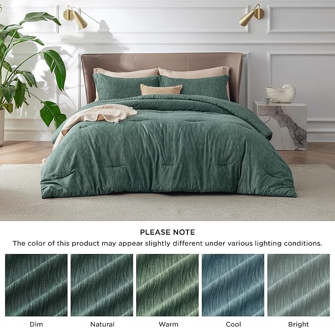 Bedsure Full Comforter Set - Emerald Green Soft Bedding for All Seasons, Cationic Dyed Bed Set, 3 Pieces, 1 Full Size Comforter (82"x86") and 2 Pillow Shams (20"x26"+2")