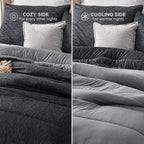 Bedsure Twin/Twin XL Comforter Set - Cooling and Warm Bed Set, Charcoal Black Reversible Bedding for All Season, 2 Pieces, 1 Twin/Twin XL Size Comforter (68"x88") and 1 Pillow Case (20"x26")