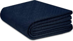 COTTON CRAFT Soft Cotton Thermal Blanket - Plush Herringbone Twill - All Season Luxurious Breathable Skin Friendly Lightweight Cooling Throw Blanket - Sofa Couch Travel Camping Dorm - Full Queen Navy