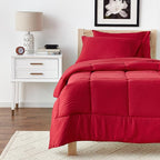 Sweet Home Collection 5 Piece Comforter Set Bag Solid Color All Season Soft Down Alternative Blanket & Luxurious Microfiber Bed Sheets, Red, Twin (Pack of 4)