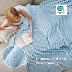 Bedsure GentleSoft Blue Fleece Blanket for Couch - Cozy Soft Blankets for Women, Cute Small Throws for Girls, Light Blue, 90x90 Inches