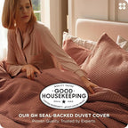 Bedsure Cotton Duvet Cover King - 100% Cotton Waffle Weave Burnt Orange Duvet Cover King Size, GentleSoft™ and Breathable Bedding Set for All Season, 3 Pieces, 104"x90"