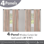 Ambesonne Southwestern Window Curtains Pack of 2, Traditional Vertical Borders Inspired by Prehistoric Art Ikat Style, Lightweight Set with Rod Pocket, 4 Panels of - 28" x 95", Brown Coral