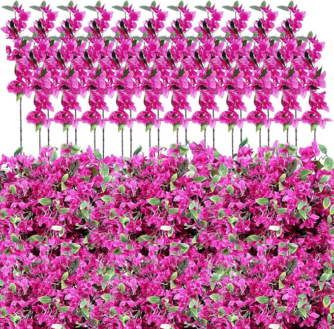 60 Pcs Artificial Faux Bougainvillea Fake Flower Silk Bougainvillea Branches UV Resistant Outdoor Indoor Decoration for Wedding Home Centerpieces Outside Decor (Rose Purple)
