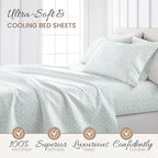Linen Market Double-Brushed Patterned Microfiber Queen Sheet Set 4 Piece – Oeko-TEX Certified Ultra Soft & Wrinkle-Free - 16" Deep Pocket Sheets - Easy Care Queen Size - Burst of Vines Light Blue