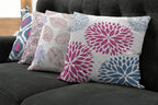 Ambesonne Vintage Throw Pillow Cushion Case Pack of 4, Bohemian Ornamental Leaves Dahlia Pattern Geometric Art Curlicue Motif, Modern Accent Double-Sided Digital Printing, 24", Pink and Dark Sky Blue