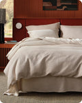 Bedsure Cotton Duvet Cover King - 100% Cotton Waffle Weave Linen Color Duvet Cover, GentleSoft™ and Breathable King Bedding Set for All Season, 3 Pieces, 104"x90"