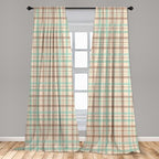 Ambesonne Plaid Curtains, Scottish Country Style Tartan with Abstract Design Diagonal Striped Lines, Window Treatments 2 Panel Set for Living Room Bedroom, Pair of - 28" x 95", Mint Green