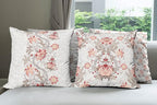 Ambesonne Vintage Throw Pillow Cushion Case Pack of 4, Ethnic Folkloric Flower Motifs in Neutral Tones Nostalgic Floral, Modern Accent Double-Sided Digital Printing, 24", Salmon Vermilion